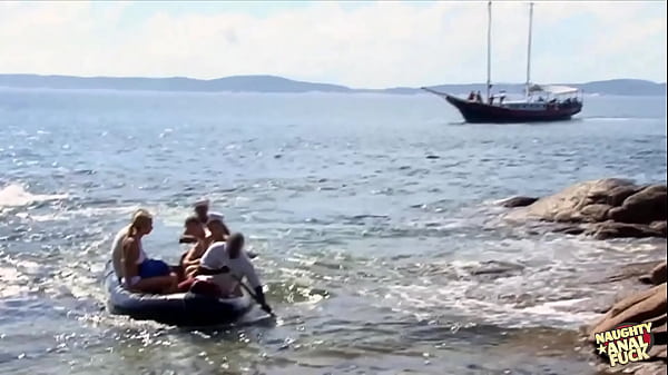 These three totally random guys fucked extremely hard this blonde bitch on the fucking beach